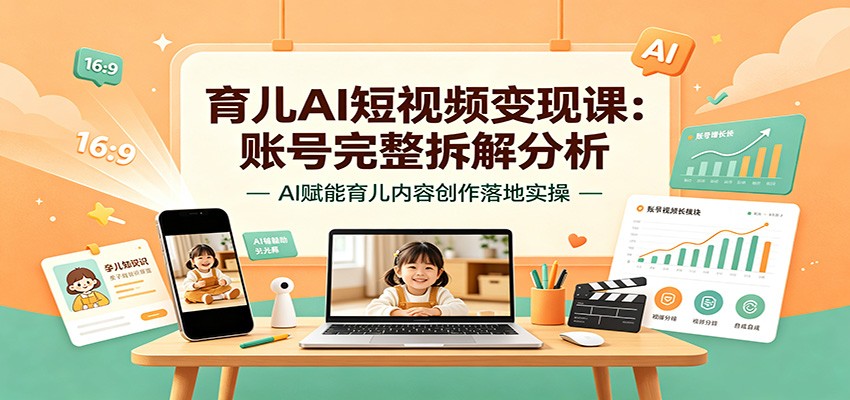 育儿AI短视频变现课:账号完整拆解分析,AI赋能育儿内容创作落地实操-齐力副业