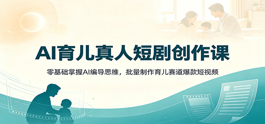 AI育儿真人短剧创作课:零基础掌握AI编导思维,批量制作育儿赛道爆款短视频-齐力副业