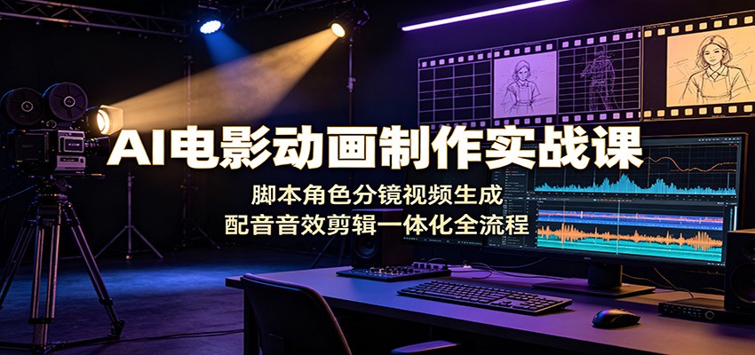 AI电影动画制作实战课：脚本角色分镜视频生成，配音音效剪辑一体化全流程-齐力副业