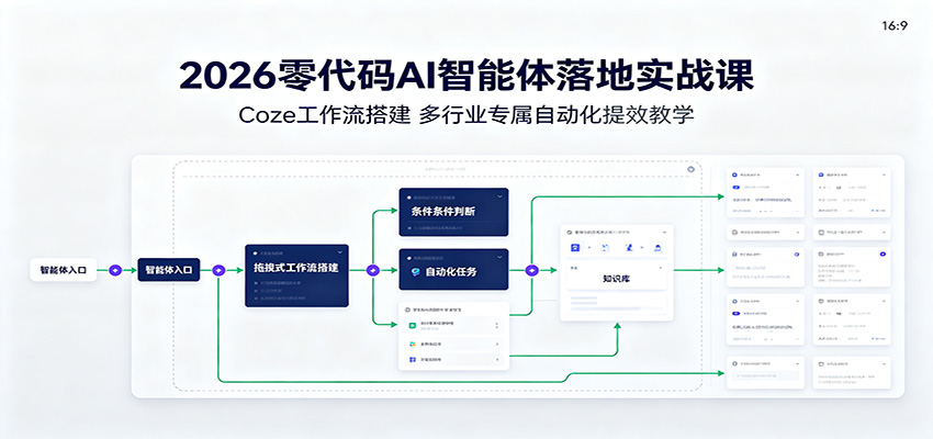 2026零代码AI智能体落地实战课:Coze工作流搭建,多行业专属自动化提效教学-齐力副业