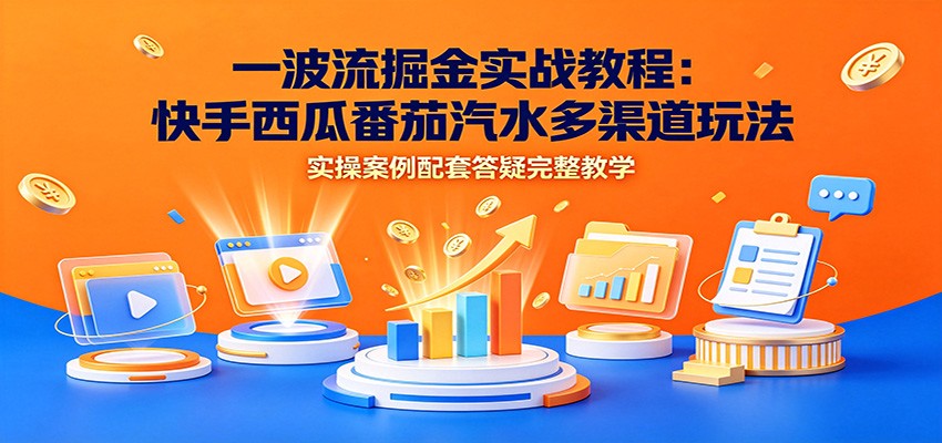 一波流掘金实战教程:快手西瓜番茄汽水多渠道玩法,实操案例配套答疑完整教学-齐力副业