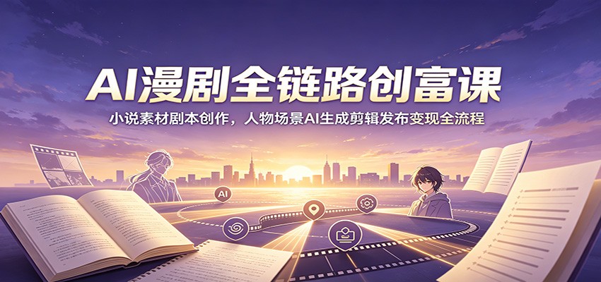 AI漫剧全链路创富课:小说素材剧本创作,人物场景AI生成剪辑发布变现全流程-齐力副业