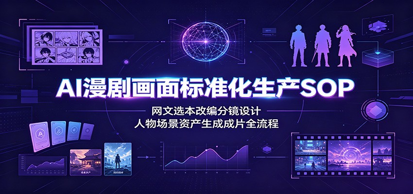 AI漫剧画面标准化生产SOP:网文选本改编分镜设计,人物场景资产生成成片全流程-齐力副业