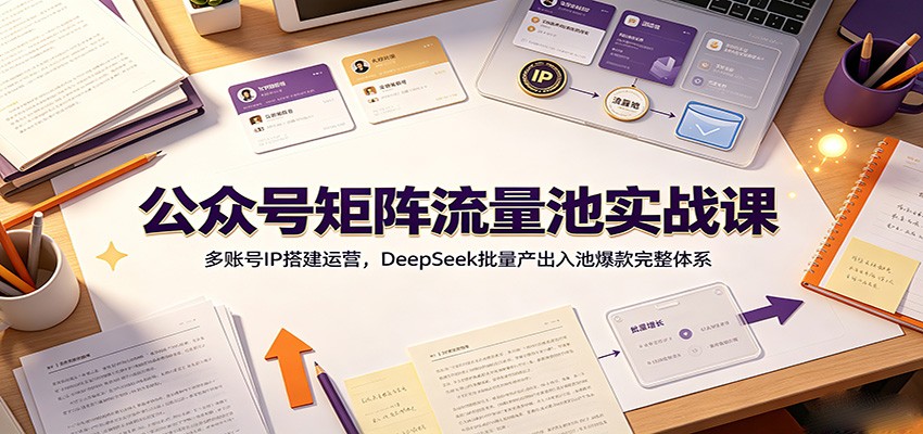 公众号矩阵流量池实战课:多账号IP搭建运营,DeepSeek批量产出入池爆款完整体系-齐力副业
