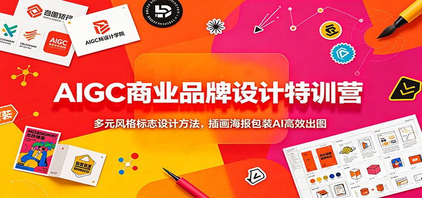 AIGC商业品牌设计特训营：多元风格标志设计方法，插画海报包装AI高效出图-齐力副业
