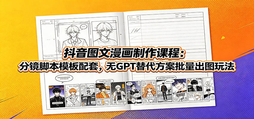 抖音图文漫画制作课程:分镜脚本模板配套,无GPT替代方案批量出图玩法-齐力副业