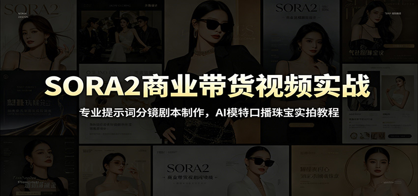 SORA2商业带货视频实战:专业提示词分镜剧本制作,AI模特口播珠宝实拍教程-齐力副业