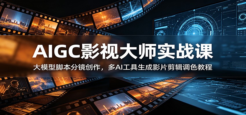 AIGC影视大师实战课:大模型脚本分镜创作,多AI工具生成影片剪辑调色教程-齐力副业