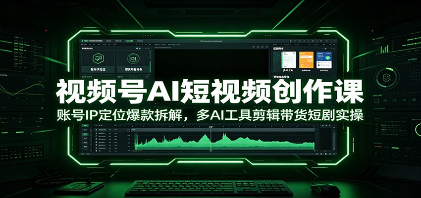 视频号AI短视频创作课:账号IP定位爆款拆解,多AI工具剪辑带货短剧实操-齐力副业