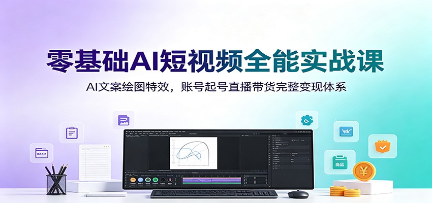 零基础AI短视频全能实战课:AI文案绘图特效,账号起号直播带货完整变现体系-齐力副业