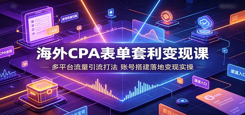 海外CPA表单套利变现课:多平台流量引流打法,账号搭建落地变现实操-齐力副业