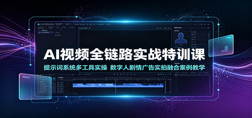 AI视频全链路实战特训课:提示词系统多工具实操,数字人剧情广告实拍融合案例教学-齐力副业