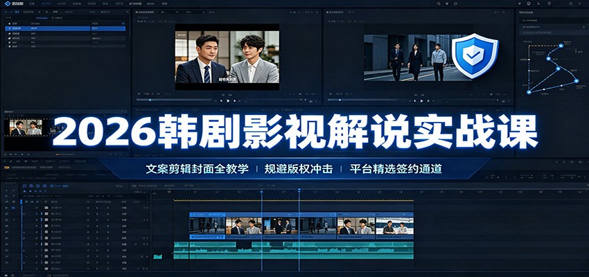 2026韩剧影视解说实战课：文案剪辑封面全教学，规避版权冲击平台精选签约通道-齐力副业
