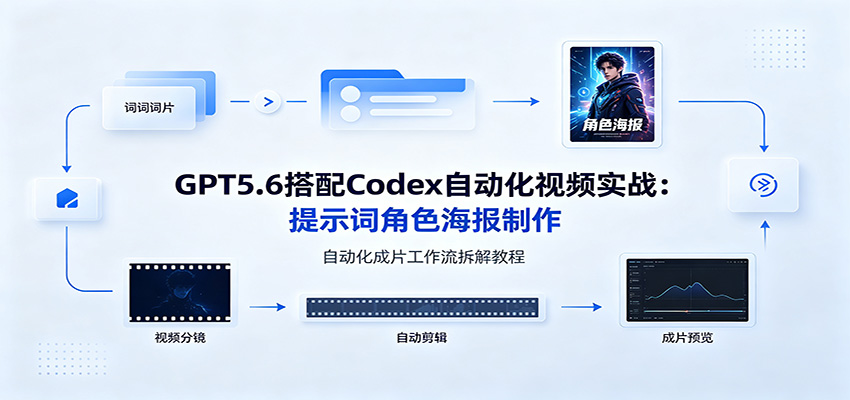 GPT5.6搭配Codex自动化视频实战:提示词角色海报制作,自动化成片工作流拆解教程-齐力副业