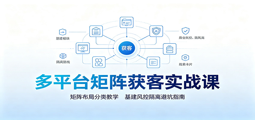 多平台矩阵获客实战课：矩阵布局分类教学，基建风控隔离避坑指南-齐力副业