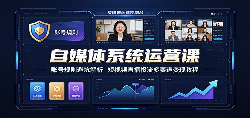 自媒体系统运营课:账号规则避坑解析,短视频直播投流多赛道变现教程-齐力副业