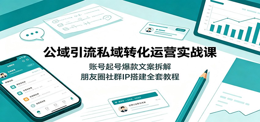 公域引流私域转化运营实战课:账号起号爆款文案拆解,朋友圈社群IP搭建全套教程-齐力副业
