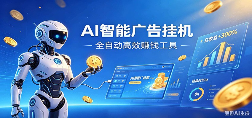 AI智能广告挂机，小白轻松上手，在家自动赚收益-齐力副业