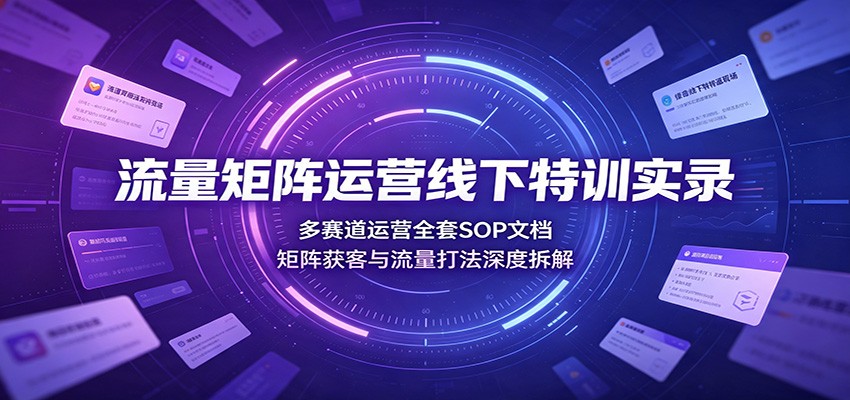 流量矩阵运营线下特训实录：多赛道运营全套SOP文档，矩阵获客与流量打法深度拆解-齐力副业