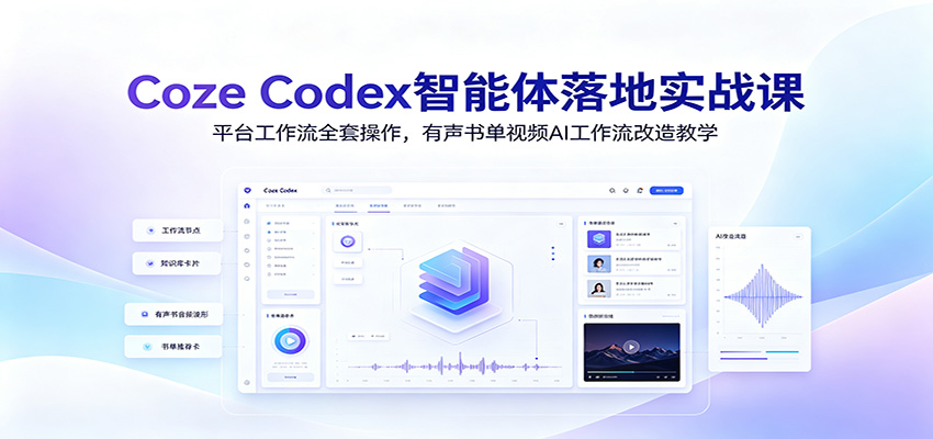 Coze Codex智能体落地实战课:平台工作流全套操作,有声书单视频AI工作流改造教学-齐力副业