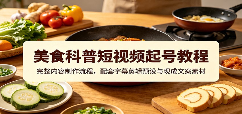 美食科普短视频起号教程:完整内容制作流程,配套字幕剪辑预设与现成文案素材-齐力副业
