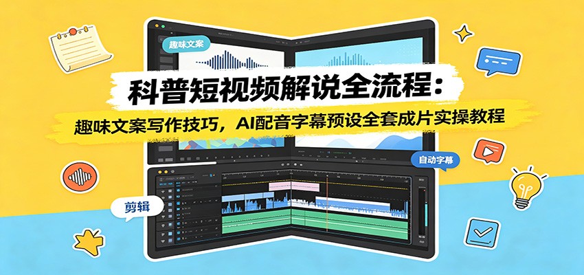 科普短视频解说全流程:趣味文案写作技巧,AI配音字幕预设全套成片实操教程-齐力副业