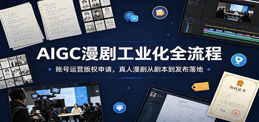 AIGC漫剧工业化全流程:账号运营版权申请,真人漫剧从剧本到发布落地-齐力副业