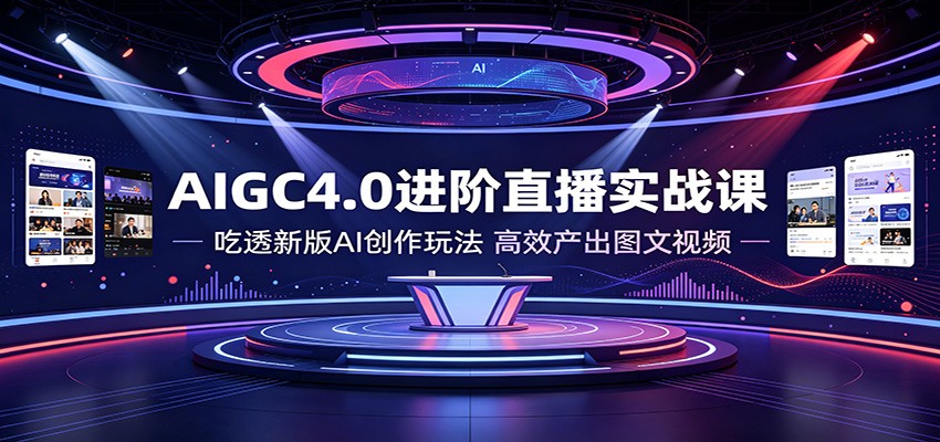 AIGC4.0进阶直播实战课:吃透新版AI创作玩法,高效产出图文视频-齐力副业