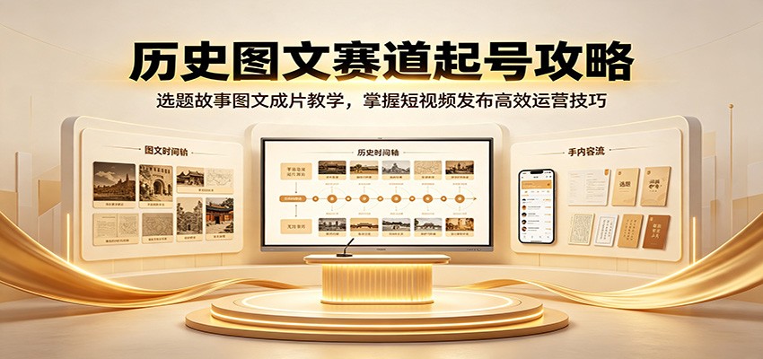 历史图文赛道起号攻略:选题故事图文成片教学,掌握短视频发布高效运营技巧-齐力副业