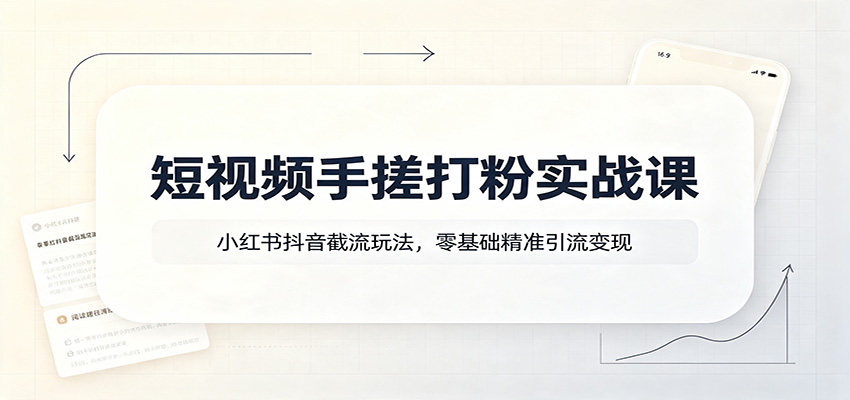短视频手搓打粉实战课:小红书抖音截流玩法,零基础精准引流变现-齐力副业