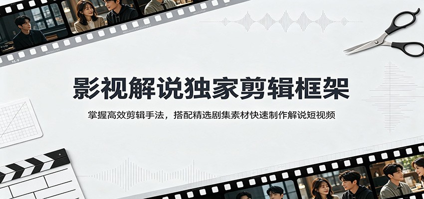 影视解说独家剪辑框架:掌握高效剪辑手法,搭配精选剧集素材快速制作解说短视频-齐力副业