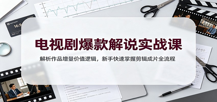 电视剧爆款解说实战课:解析作品增量价值逻辑,新手快速掌握剪辑成片全流程-齐力副业