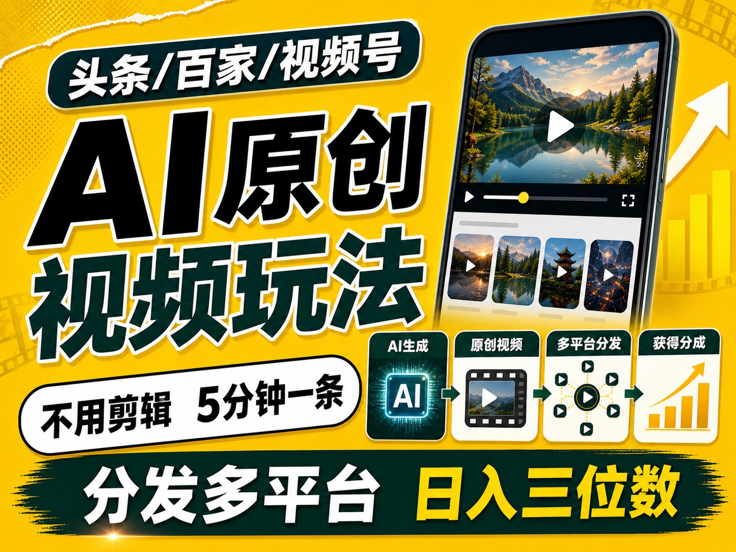 2026头条百家号升级玩法 5分钟一条原创视频 发多平台赚收-齐力副业