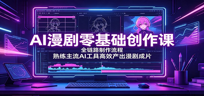 AI漫剧零基础创作课:全链路制作流程,熟练主流AI工具高效产出漫剧成片-齐力副业