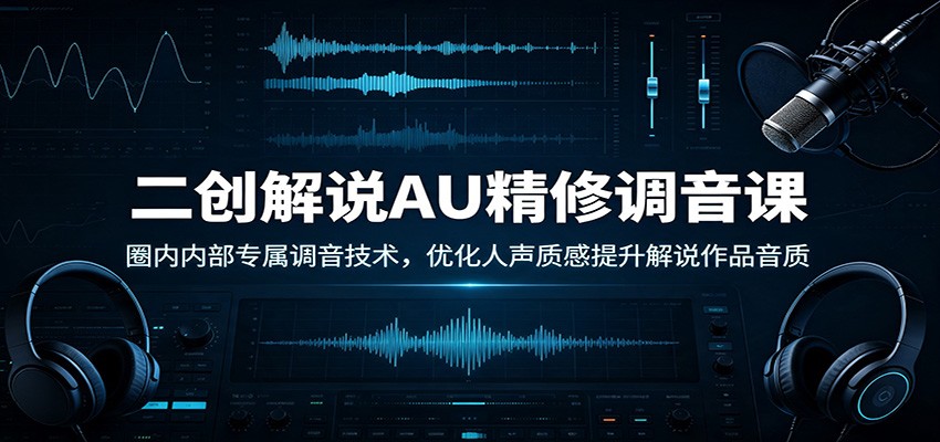 二创解说AU精修调音课：圈内内部专属调音技术，优化人声质感提升解说作品音质-齐力副业