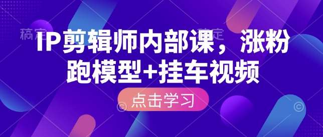 IP剪辑师内部课，涨粉跑模型+挂车视频-齐力副业