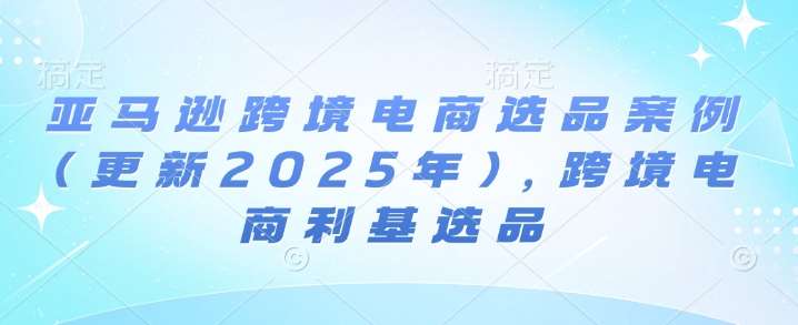 亚马逊跨境电商选品案例(更新2025年)，跨境电商利基选品-齐力副业