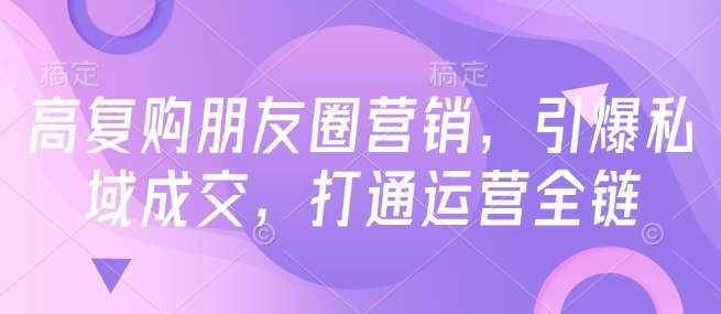 高复购朋友圈营销，引爆私域成交，打通运营全链-齐力副业