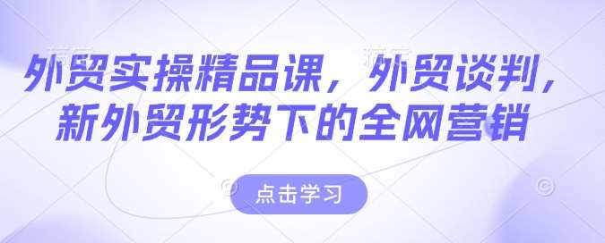外贸实操精品课，外贸谈判，新外贸形势下的全网营销-齐力副业