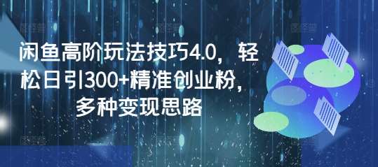 闲鱼高阶玩法技巧4.0，轻松日引300+精准创业粉，多种变现思路-齐力副业