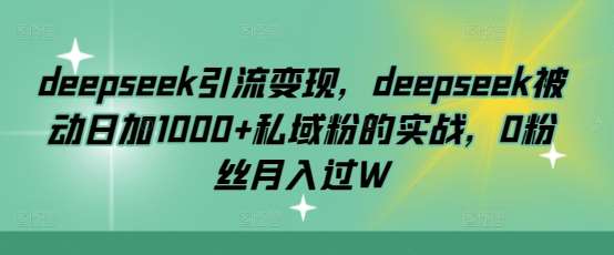 deepseek引流变现，deepseek被动日加1000+私域粉的实战，0粉丝月入过W-齐力副业