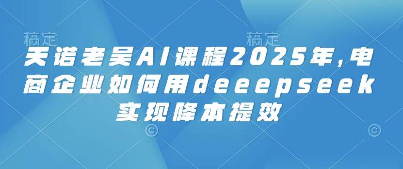 天诺老吴AI课程2025年，电商企业如何用deeepseek实现降本提效-齐力副业