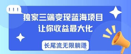 独家三端变现蓝海项目，让你收益最大化，长尾流无限躺挣-齐力副业