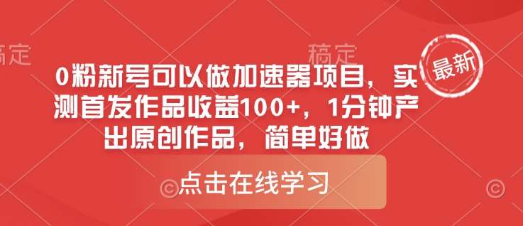 0粉新号可以做的加速器项目，实测首发作品收益100+，1分钟产出原创作品，简单好做-齐力副业
