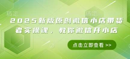 2025新版原创微信小店带货者实操课，教你微信开小店-齐力副业