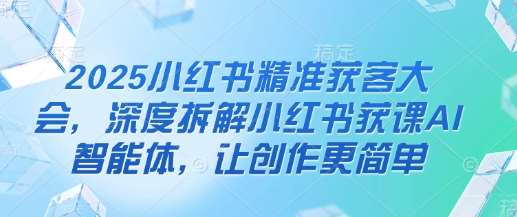 2025小红书精准获客大会，深度拆解小红书获课AI智能体，让创作更简单-齐力副业
