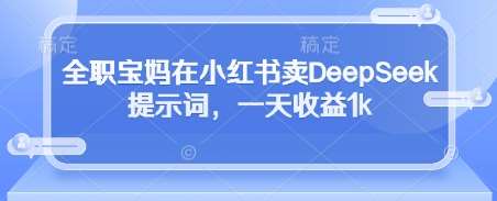 全职宝妈在小红书卖DeepSeek提示词，一天收益1k-齐力副业