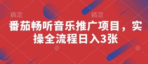 番茄畅听音乐推广项目，实操全流程日入3张-齐力副业