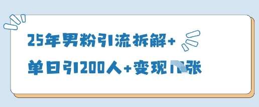 25年男粉引流拆解+单日引200人+变现多张-齐力副业