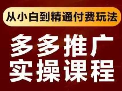 拼多多推广实操课程，从小白到精通付费玩法-齐力副业